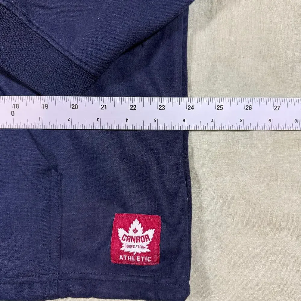 Canada Athletic Hoodie Navy Pullover Maple Leaf Vintage Y2K